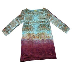 Anthropologie Maeve Cleome silk shift dress watercolor paisley print Size Small